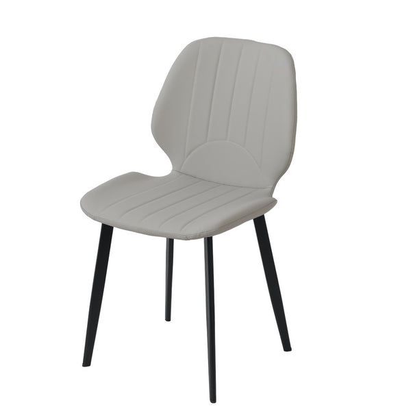 English Elm Modern Faux Leather Dining Chairs with Matte Black Legs Set of Two Gray Seating W1535P449724