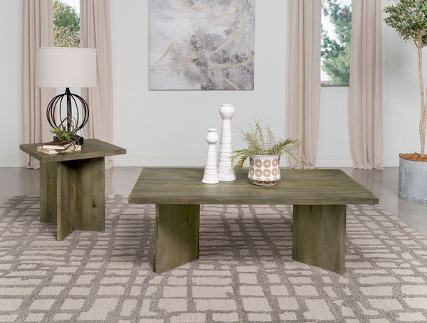English Elm Square Solid Mango Wood End Table Rustic Brown Accent Table | Handcrafted, Durable, Natural Texture B016P373127