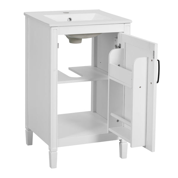 English Elm 20" Modern Bathroom Vanity with Ceramic Sink, Soft-Close Door, U-Shaped Adjustable Shelf & Door Storage Rack for Small Spaces N729P299364K