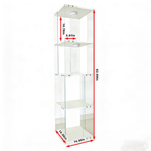 English Elm Rotatable Three Tier Tempered Glass Display Cabinet with Led Lighting for Living Room White W3155P466749