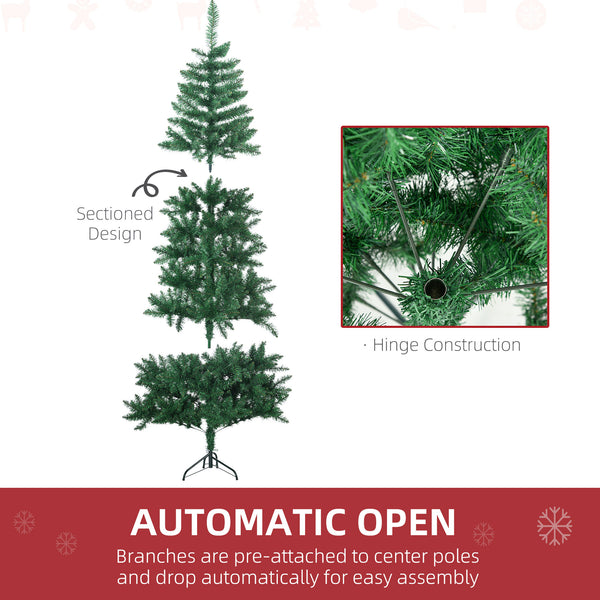 English Elm Homcom 7Ft Half Artificial Christmas Tree - Space-Saving Holiday Décor With 520 Lifelike Branches W2225P229610