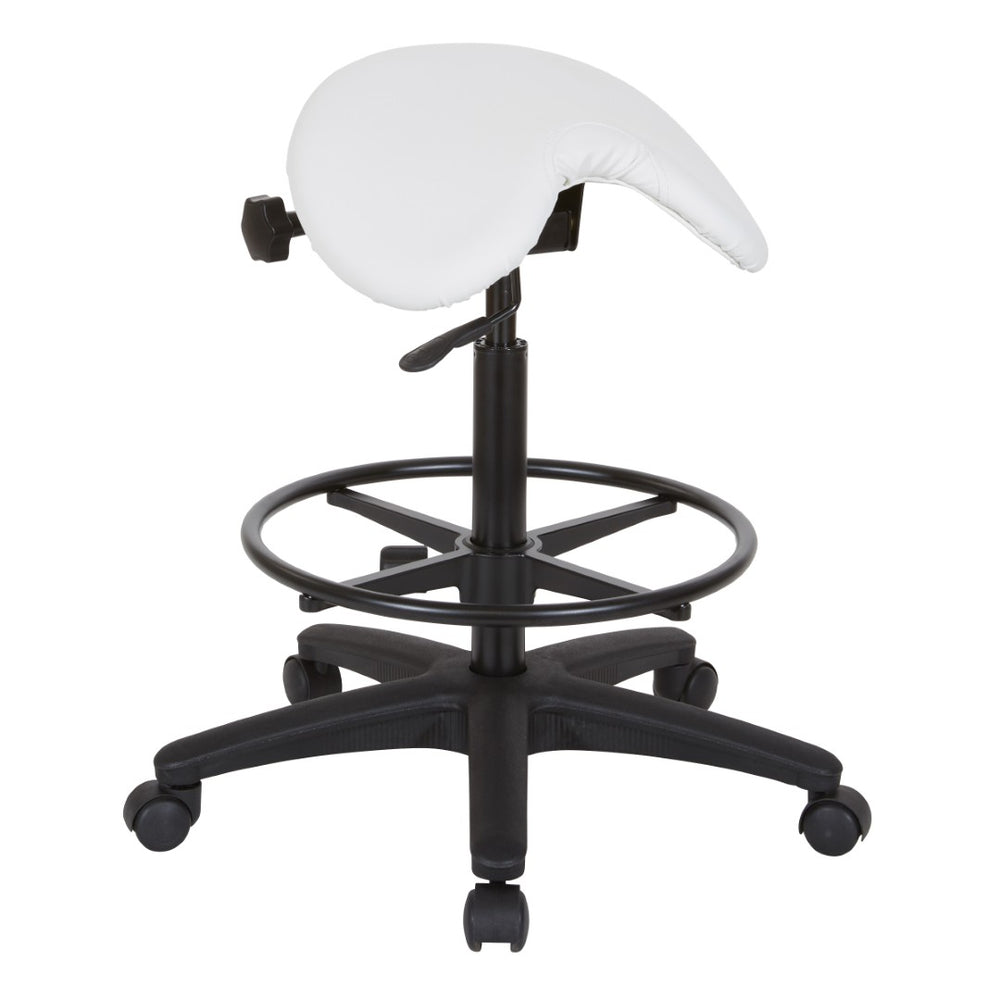 OSP Home Furnishings Backless Saddle Stool Ergonomic Pneumatic Height Adjustable Office Studio Task Seating Dillon Snow ST205-R101