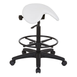 OSP Home Furnishings Backless Saddle Stool Ergonomic Pneumatic Height Adjustable Office Studio Task Seating Dillon Snow ST205-R101