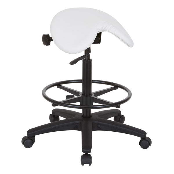 OSP Home Furnishings Backless Saddle Stool Ergonomic Pneumatic Height Adjustable Office Studio Task Seating Dillon Snow ST205-R101