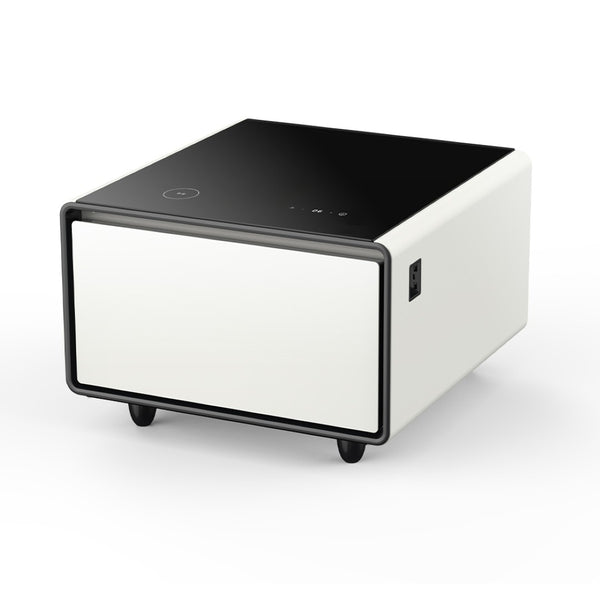 English Elm Modern Smart Side Table with Fridge Wireless Charging Usb Ports and Ambient Light W1172P476245