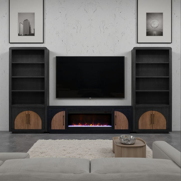 English Elm Eclipse Vintage-Style 82" Fireplace Tv Stand For 90" Tvs, Clove & Walnut, Cozy Heat & Storage Solution B108P345182