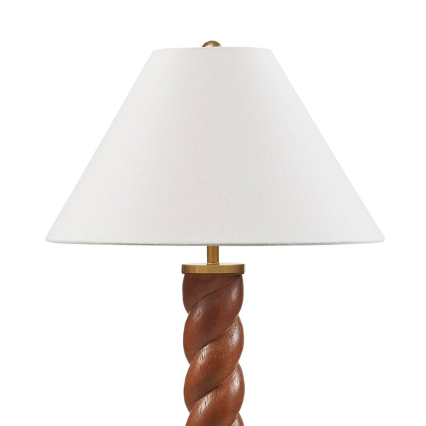 English Elm 1- Piece Faux Wood Resin Table Lamp Fluted Shade Usb-c Port for Bedroom Desk B035P482923