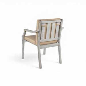 English Elm Outdoor Dinning Set Antique Gray 4-Person Patio Dining with Umbrella Hole, Removable Cushions, Wood-Iron Frame SZ000101AAE