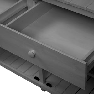 English Elm [Assembly 65inch Garden Potting Bench Table Fir Wood Workstation with 3-Tier Shelves Drawers Cabinet for Organization and Durability Gray N717P220217E