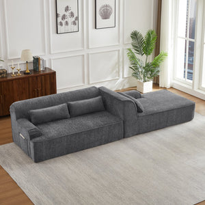 English Elm Chenille L-Shape Luxury Sectional Sofa - Oversized Comfy Sleeper Couch For Modern Living Spaces W2339S00070