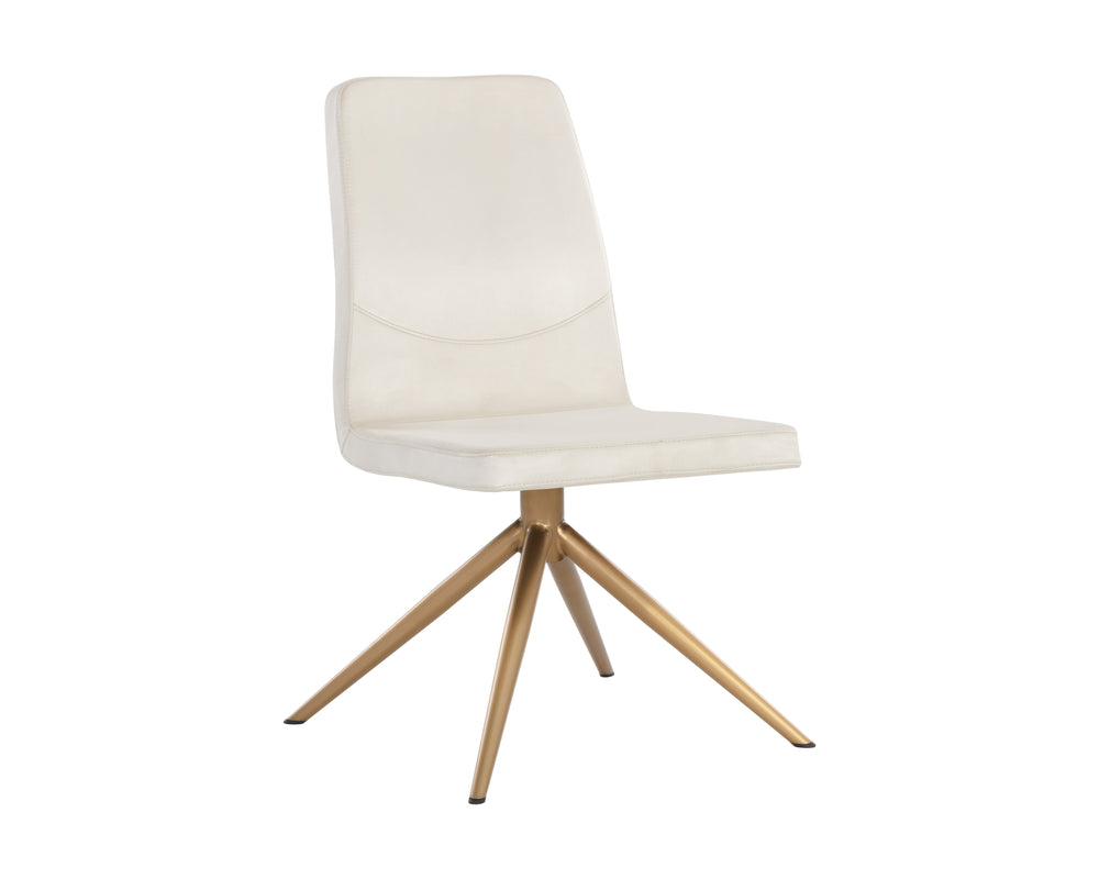 Sunpan Hilda Swivel Dining Chair in Vienna Cream - Chic Upholstered Design with Gold Stainless Steel Legs