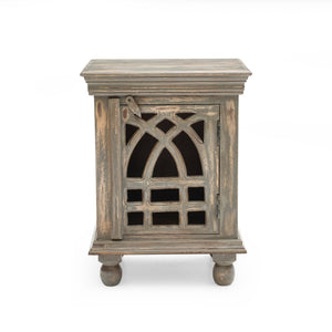 English Elm Christopher Knight Home® - Antique Hand-Carved Grey Mango Wood Nightstand – Distressed Vintage Finish, Solid Craftsmanship, Bedside Storage N758P194723D