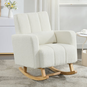 English Elm Christopher Knight Home® - Accent Rocking Chair In Cream White Teddy Velvet - Luxurious Comfort, Ergonomic Support & Style! N765P263906W