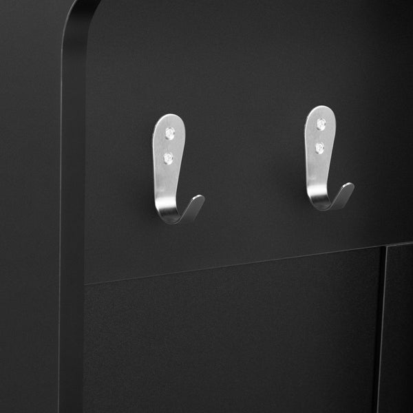 English Elm U-Can 5-in-1 Entryway Bench Hall Tree with 7 Hooks, 2 Drawers & Adjustable Shelves for Organized Homes Black N724P235232B