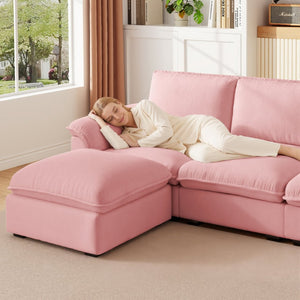 English Elm Cloud Sectional Sofa with Movable Chaise Soft Chenille Upholstery for Modern Living Rooms Pink W1359S00063