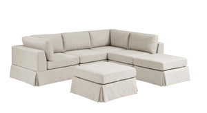 English Elm 6-Piece Upholstered Sectional - Cozy Modular Design With Removable Slipcovers Perfect For Any Space B343S00015