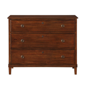English Elm Chamberlin Traditional Brown 3-Drawer Dresser with Antique Bronze Rings, Full-Extension Glides, 46.75" L B050P376939