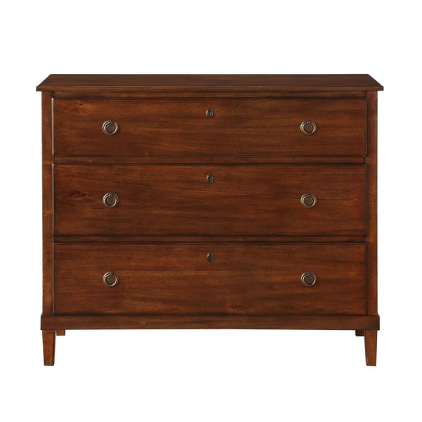 English Elm Chamberlin Traditional Brown 3-Drawer Dresser with Antique Bronze Rings, Full-Extension Glides, 46.75" L B050P376939