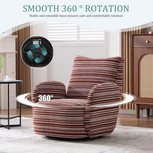 English Elm Modern Boucle 360° Swivel Leisure Chair with High‑Resilience Sponge, Supportive Curve, 550lb Capacity Red W395P355443