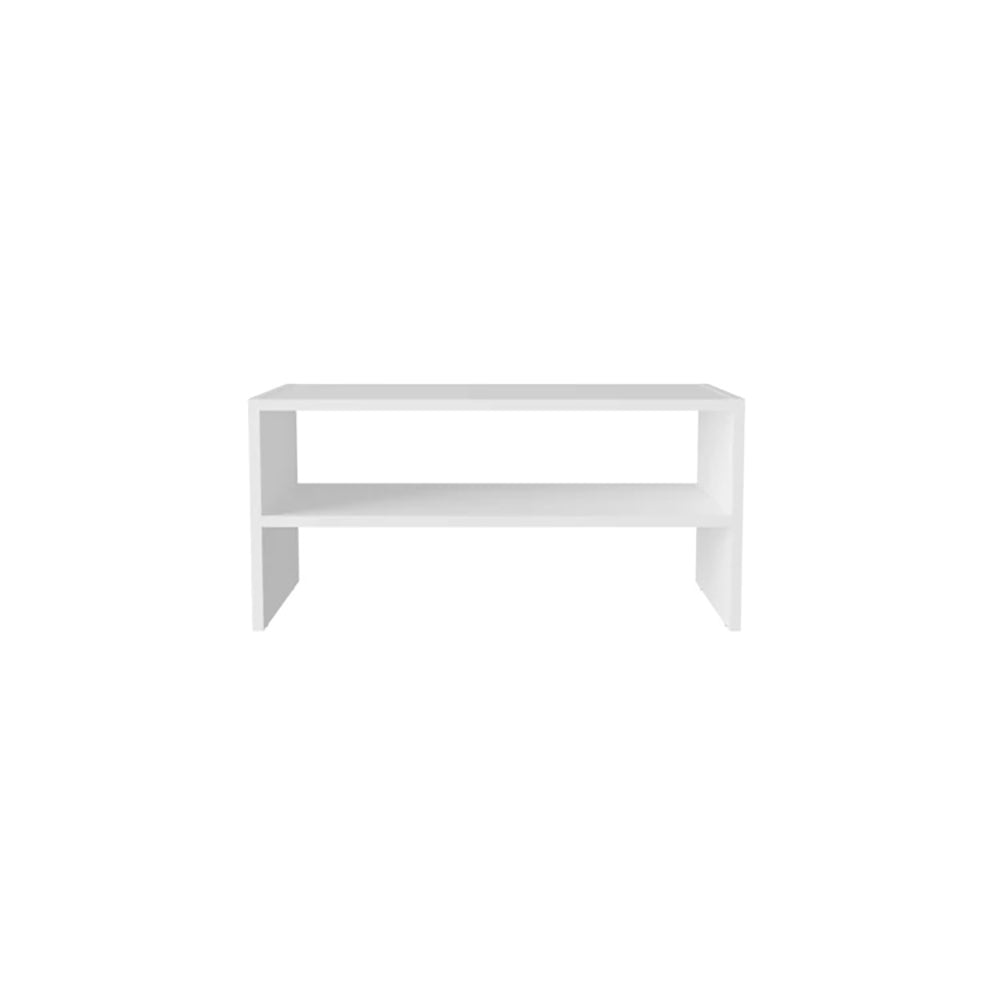 English Elm White Melamine 2-Shelf Shoe Rack for Bedroom Storage — Durable Particle Board, Sleek White Finish, Space-Saving Organizer (32.7" W x 18.5" D) B062P230636