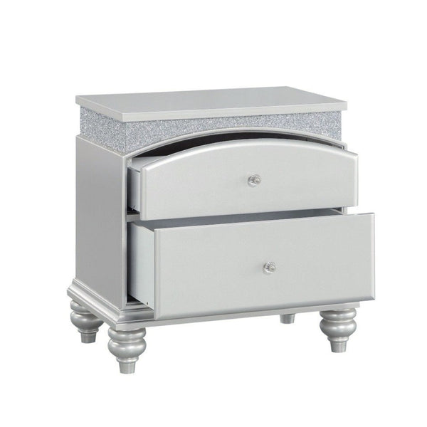 English Elm 2 Drawer Platinum Nightstand with Crystal Knobs Dovetail Wood Construction Bedroom B016P256133