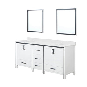 English Elm White Double Bath Vanity 80" W x 22" D with White Quartz Top, Soft-Close Drawers, 30" Mirrors, Ample Storage B2731S00916