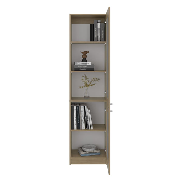 English Elm Home Vertical Freestanding Bookcase with Open Shelving and Enclosed Lower Cabinet Natural Wood B070P487569
