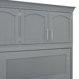 English Elm Queen Murphy Wall Bed with Integrated Wardrobe and Drawers for Studio Spaces LP000876AAE-1