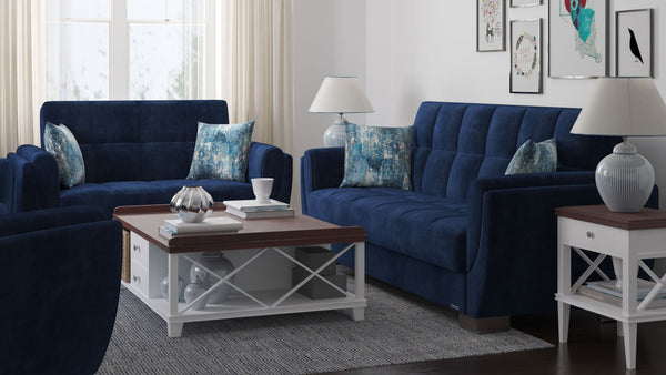English Elm PrimeNest NimbusFlow Collection Upholstered Convertible Loveseat with Storage, Sleeper, Chenille Comfort Blue B030P281733