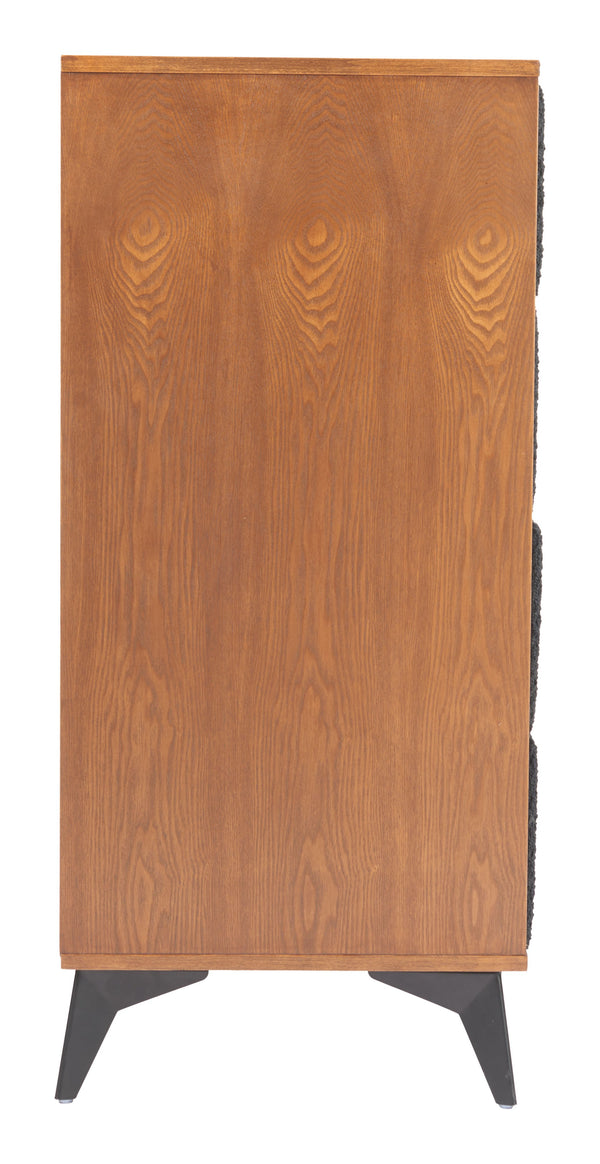 Zuo Modern Zarif Chest Black & Walnut - Modern Elegance With Shearling-style Fabric For Hospitality Settings Black 100% Polyester,Mdf,Steel 110655-zuo-modern