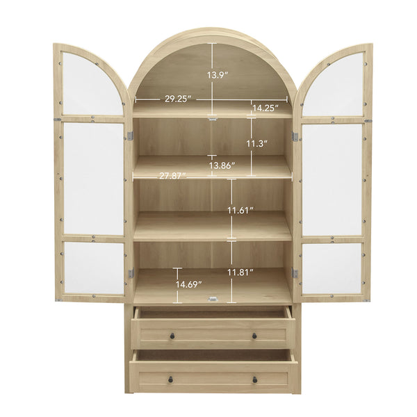 English Elm 70.28" Tall Arched Kitchen Pantry - Stylish Farmhouse Cabinet With Adjustable Shelves For Versatile Storage W688P204443