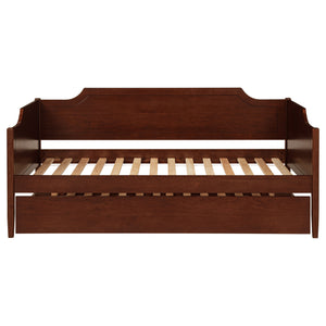 English Elm Cherry Cherry Wood Twin Daybed With Trundle — Romantic Cutouts, Rich Finish, Space-Saving Guest Solution B062S01313