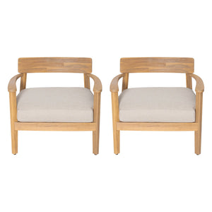 English Elm Christopher Knight Home® - Mallorca Acacia Wood Club Chairs Set Of 2 With Cushions - Stylish Comfort For Outdoor Spaces N775P263954T-S2