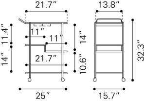 Constanza Bar Cart Black 109845 Zuo Modern