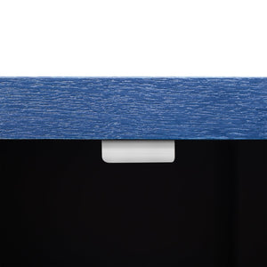 English Elm K&K Farmhouse Kitchen Island with 3D Wave Stripes Ash Veneer, Drop Leaf, Rolling Cart Storage Navy Blue N707P207915E