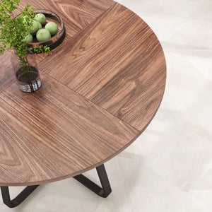 English Elm 43.3" Round Mdf Wood Dining Table X Base Seats Six Modern Apartment Kitchen W1727P426753