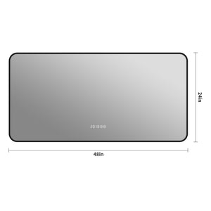 English Elm 48*24 Inch Black Frame Vanity Mirror With Tri-Color Led, Defogging, Smart Display & Safe Design W2709P380634
