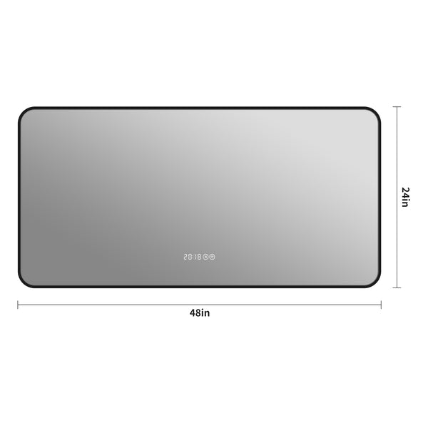 English Elm 48*24 Inch Black Frame Vanity Mirror With Tri-Color Led, Defogging, Smart Display & Safe Design W2709P380634