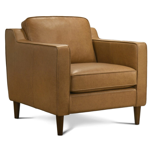 English Elm Darien Genuine Leather Swivel Lounge Chair with Tailored Stitching for Modern Interiors B183P423286