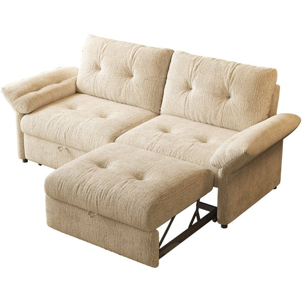 English Elm This Chenille Convertible Sofa Bed Seats Three and Unfolds Flat for Guests Easily Beige W3820S00045