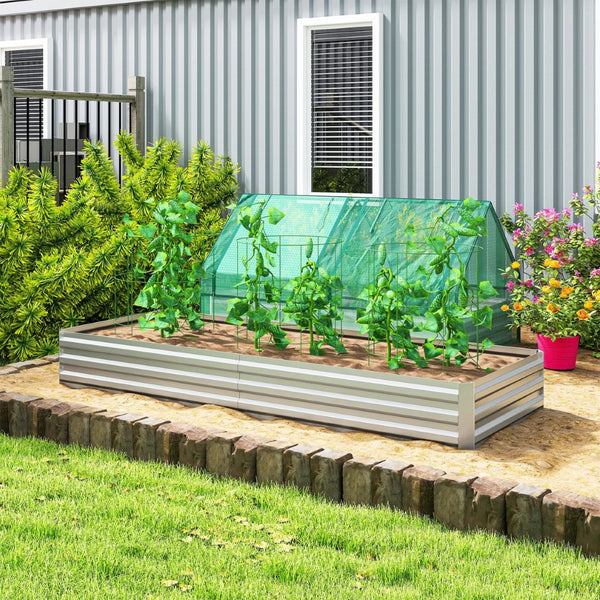 English Elm Outsunny Galvanized Steel Raised Garden Bed Rust Resistant Outdoor Planter Box W2225P485540
