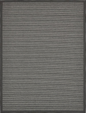 Unique Loom Outdoor Border Checkered Machine Made Border Rug Gray, Black/Gray/Silver 9' 0" x 12' 0"