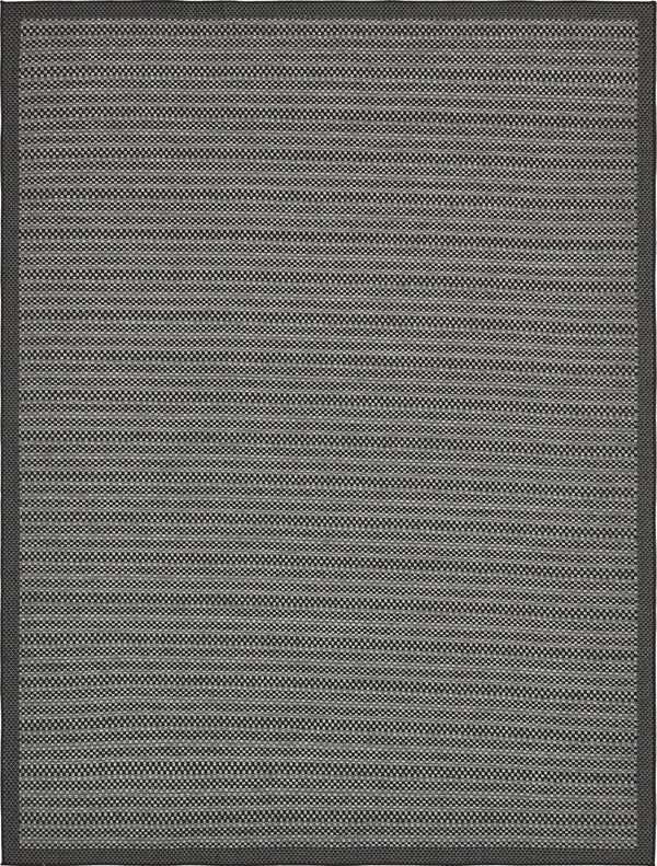 Unique Loom Outdoor Border Checkered Machine Made Border Rug Gray, Black/Gray/Silver 9' 0" x 12' 0"