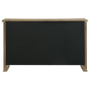 English Elm Dreydon Oak Veneer Sideboard with Reeded Panels Felt Drawers and Adjustable Shelves B062P440063