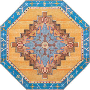 Unique Loom Timeless Thomas Machine Made Medallion Rug Orange, Brown/Ivory/Red/Beige/Black 7' 7" x 7' 7"