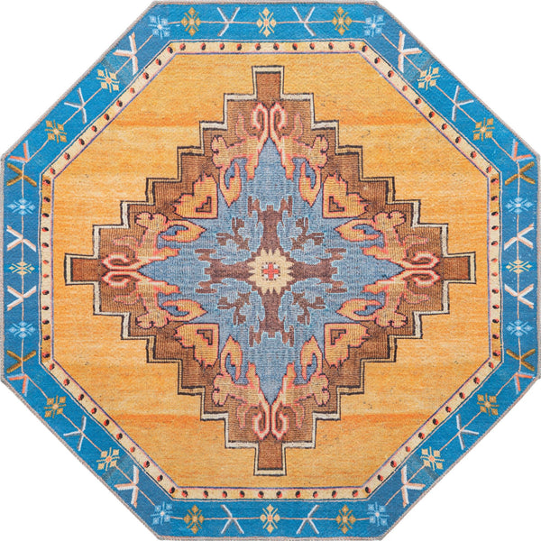 Unique Loom Timeless Thomas Machine Made Medallion Rug Orange, Brown/Ivory/Red/Beige/Black 7' 7" x 7' 7"