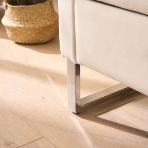 English Elm 67.91"Wide Velvet Storage Soft Bench with Armrests — Solid Wood Frame, Foam Seat, Metal Legs, 275 lb Capacity Beige W3118P272638