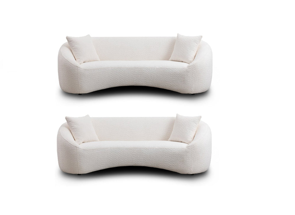 English Elm 3+1, Cloud Curved Boucle Sofa Three Seat Sculptural Arc for Modern Living Rooms W2664S00074
