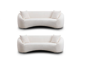 English Elm 3+1, Cloud Curved Boucle Sofa Three Seat Sculptural Arc for Modern Living Rooms W2664S00074