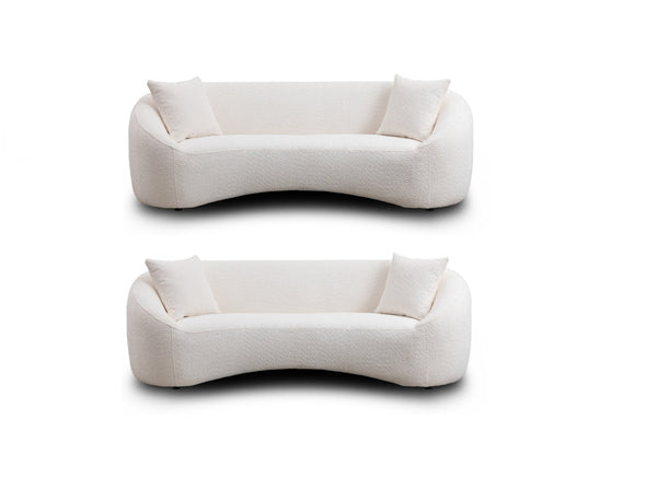 English Elm 3+1, Cloud Curved Boucle Sofa Three Seat Sculptural Arc for Modern Living Rooms W2664S00074